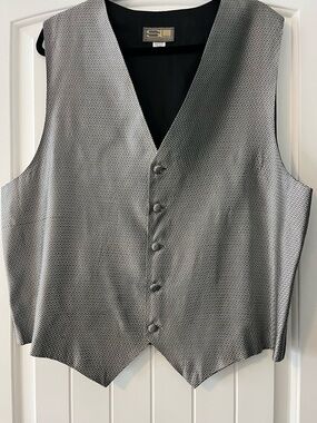 Steven Land Silver Tuxedo Vest with Bow Tie